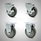 Service Caster 4 Inch SS Gray Polyurethane Top Plate Caster Set with 2 Brake 2 Rigid SCC SCC-SS20S414-PPUB-TLB-2-R414-2 - alternate 1